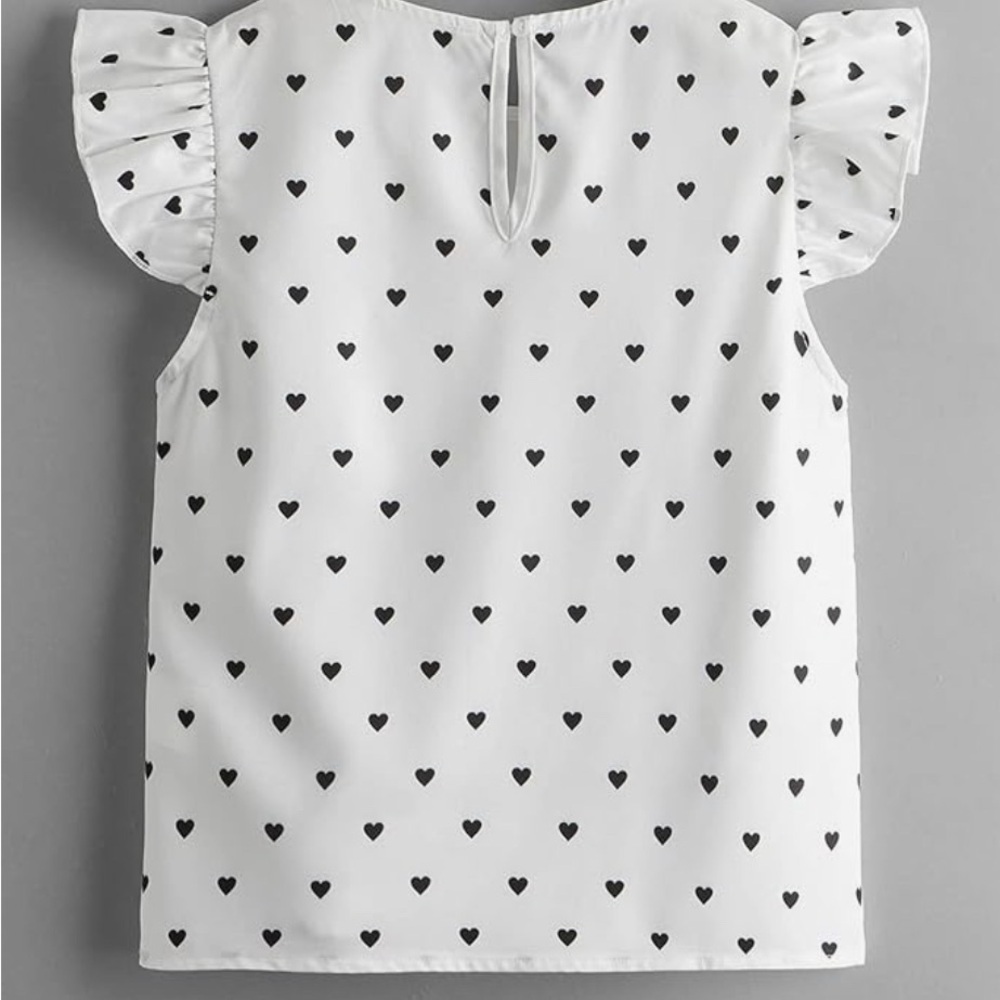 Heart Patterned White Blouse - Picture 2 of 5